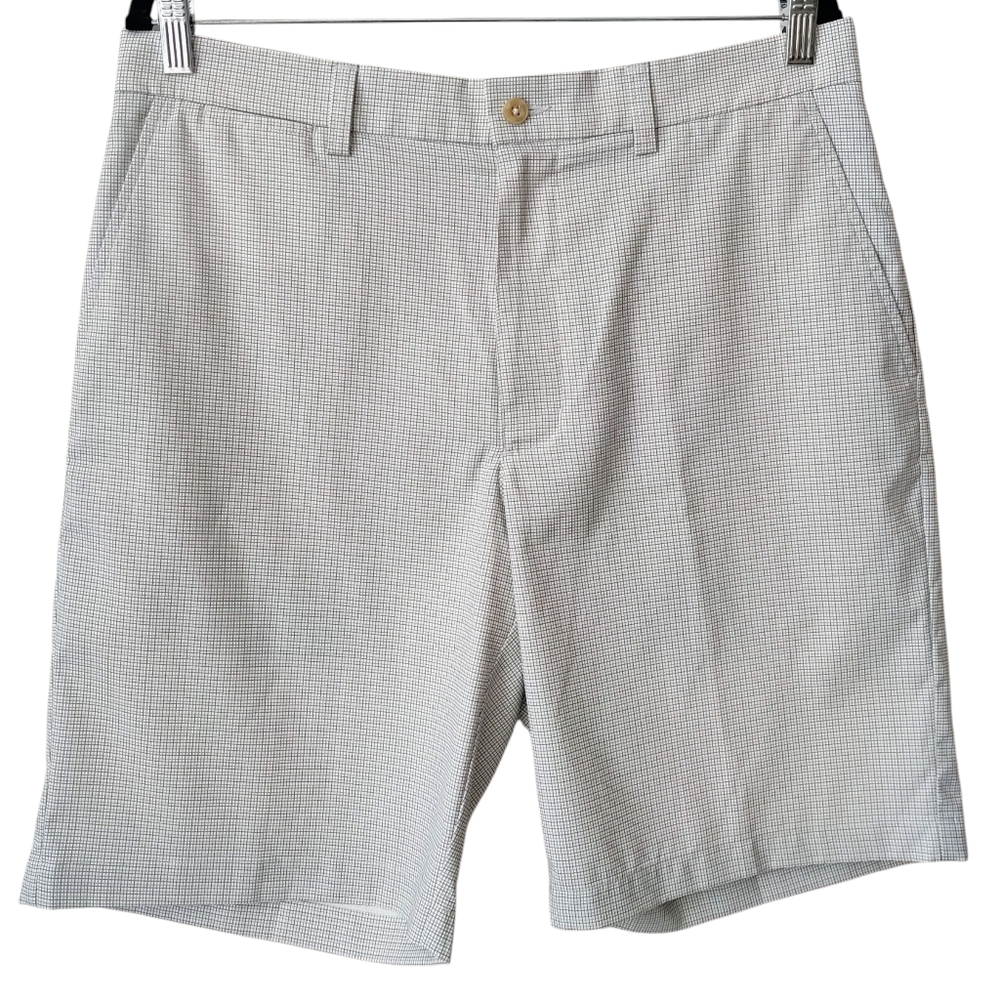 PGA TOUR Shorts 34 Gray Gingham Check Plaid Tradewinds 9.5” Men's